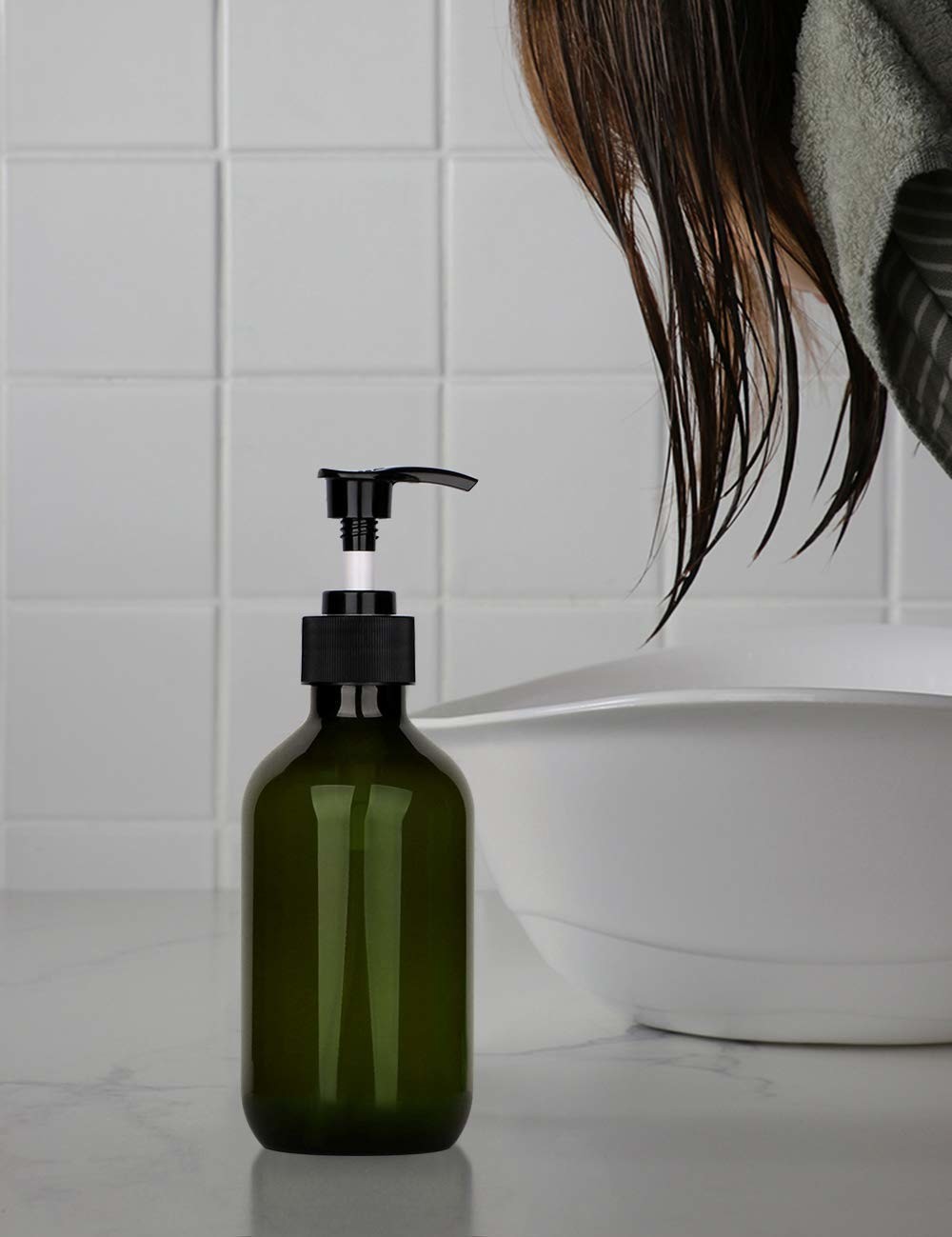 Black Pump Plastic Cosmetic Bottles 300ML Shampoo Lotion Dispenser Bottles