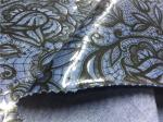 Blue Tpu Leather Bonded With Printed Black Flowers Customized Width