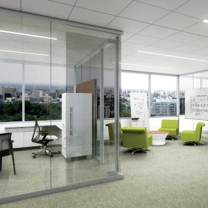 China Customized 8mm Glass Partition Doors Dust Resistant And Sound Insulation wholesale