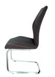 Leisure Stainless Dining Chair Polyester Fabric Brown Shell Brushed Stainless