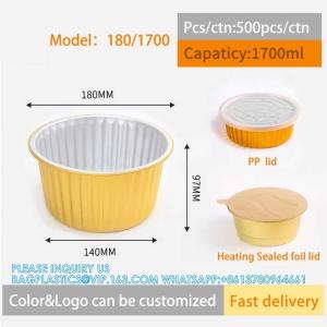 China 180mm Diameter 1700ml Restaurant Wholesale Disposable Food Baking Pan Tray Aluminum Food Foil Containers With Lid wholesale