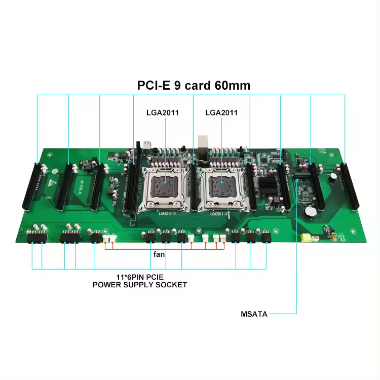Customized high quality X79 9gpu motherboard for rtx3060 3060ti dedicated graphics card X79 mainboard