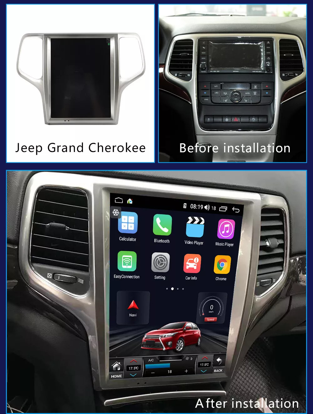 Jeep Grand Cherokee GPS Headunit Radio Navigation Car Multimedia 12.1" Android 13