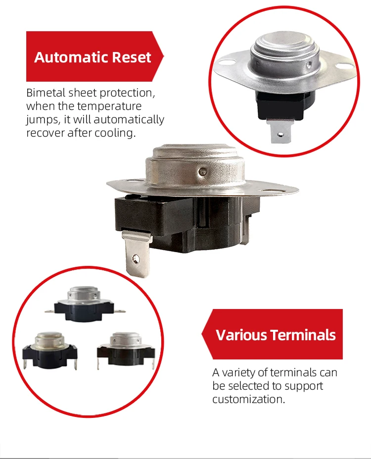Water Heaters Snap Disk Bimetallic Thermostat Switch 25A High Current Temperature Controller