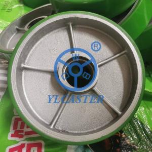 China 8inch Iron PU Drive Wheels 2200LBS Loading Capacity Polyurethane Wheels For Pallet Trucks wholesale