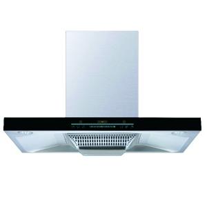 China Sky Blue Glass Stainless Steel T Shape Chimney Hood Electric 183W Low Noise Wall Mounted Kitchen Range Hood wholesale
