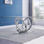 12mm Tempered Glass Dining Room Table And 6 Chairs Stainless Steel frame