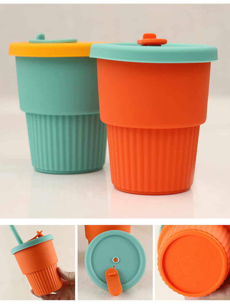 Hot Proof Portable Silicone Kids Cup For Tea Milk Juice 300ml 350ml