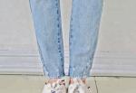 Fashion Ladies Ripped Skinny Jeans , Light Blue Stretch Jeans For Women