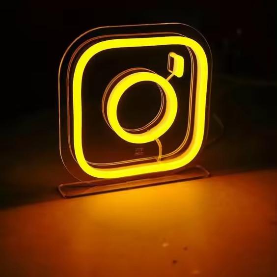 Acrylic Yellow Camera Shipping Custom Logo Neon Light Wedding Sign Snow Business
