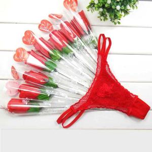 China Sexy rose and lace panties free size lace fabric logo customized wholesale