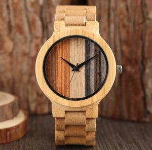 China Valentines Day Gift Bamboo Wooden Watch With Bamboo Strap And Quartz Movement wholesale