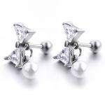 Canada style fashion piercing jewelry bowknot shape stud earring with pearl