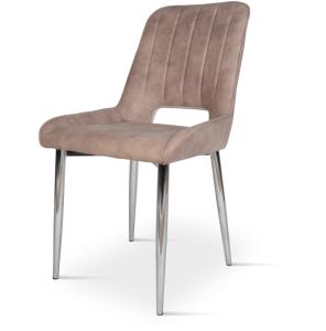 China 860mm Upholstered Leather Chrome Steel Frame Dining Chair wholesale