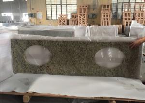 China Superior Double Sink Prefab Bathroom Vanity Tops Venetian Gold Granite Stone wholesale