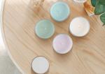 Colorful Glass Cylinder Candle Holder / Frosted Tealight Holders Wood Lid