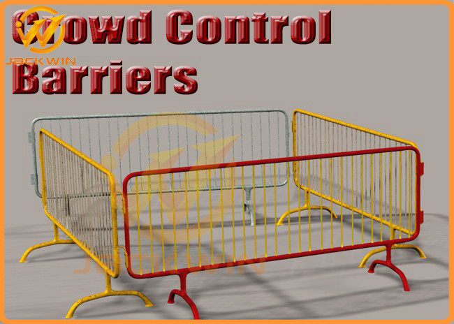Temporary Flat Feet Galvanized Crowd Control Barrier Iron Tube Customized Size