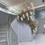 High Strength Flooring Mounted Tempered Laminated Glass Straight Staircase with