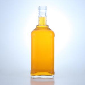 China Whisky Collar Material Glass 750ml Liquor Glass Bottle with Unique Shape and Cork wholesale