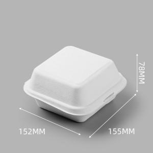 China 155mm Eco Friendly Square Bagasse Lunch Box Food Container For Restaurant wholesale