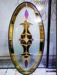 Custom Shapes Decorative Leaded Glass For Wood Door Antique Stained Glass Panels