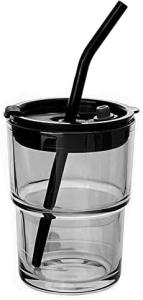 China 13oz/400ml Tumbler Water Glass, Cups with Straw and Lid Sealed Carry on for Coffee, Iced Tea, Thick Wall Insulated Glass wholesale