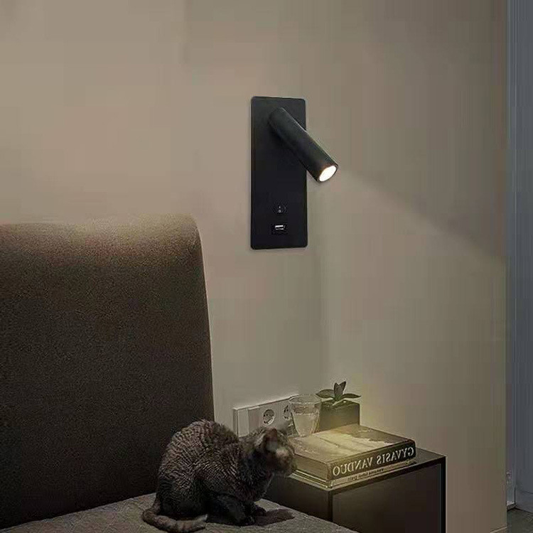 Modern minimalist 5V USB adjustable bedside wall lamp hotel headboard reading lamp bed board reading light