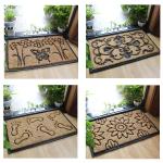 Half Moon Coir Doormat Natural Fiber Embroidered Pattern Thickness 12mm