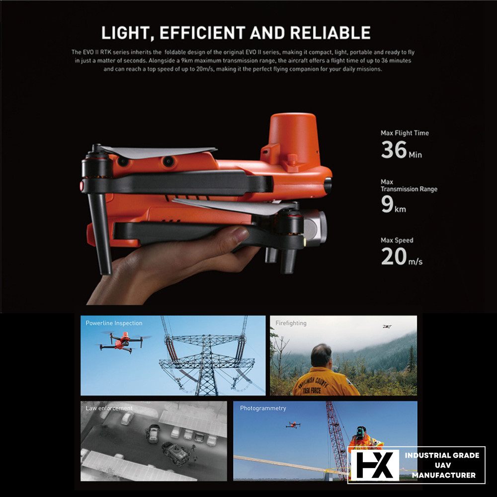 HXV3RTK 16X Digital Zoom Industrial Drones 4K Camera PTZ Security Inspection Mapping Military Grade UAV HXV3RTK
