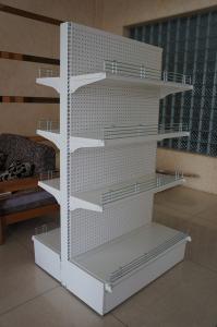 China Double Sided Supermarket Display Racks System , Metal Store Shelving wholesale