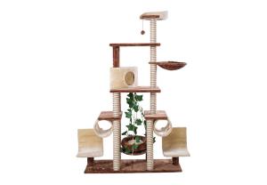 China Plate / Fur Material Modern Cat Tree , Cat Scratch Tower Luxurious With Swing wholesale