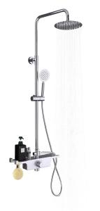 China Fully Electroplated Wall Mount Shower Faucet Round Hot Cold Water Thermostatic Mixer wholesale