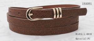 Dark Brown Womens Fashion Belts Embossed Patterns / Metal Loops Available