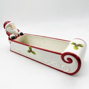 China Hand Painted Ceramic Cookie Holder Santa Snowman Candy Bowl Festive Home Decoration wholesale