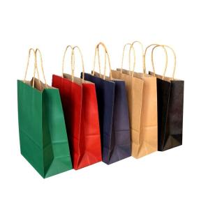 China Recycled Materials Brown Paper Shopping Bags With Handles Customized Size wholesale