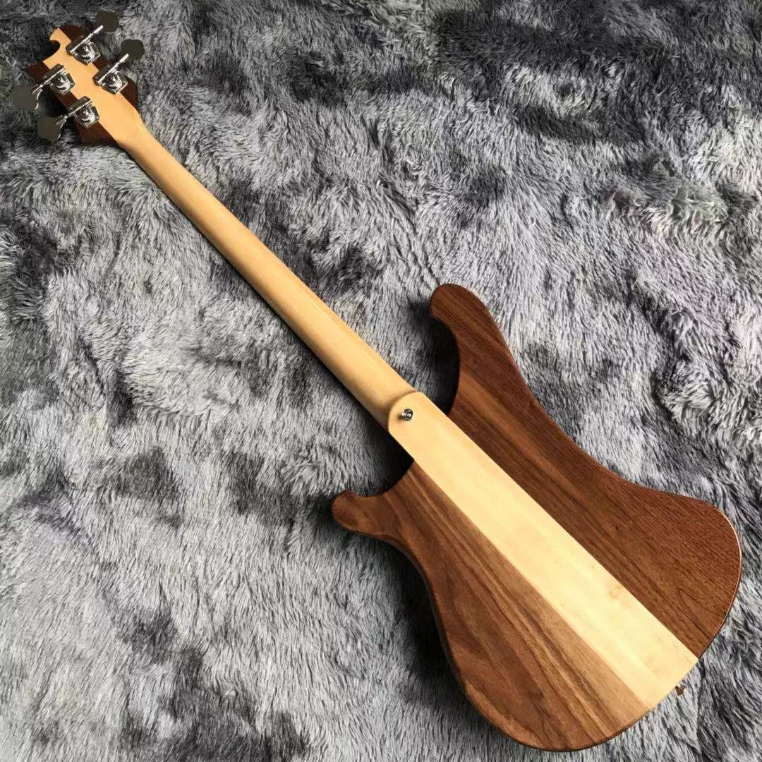 Custom Walnut Wood Neck Through Body Electric Bass with Active Pickup 4 Strings