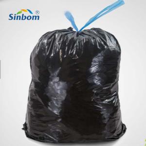 China Big Black Plastic Drawstring Garbage Bags On Roll For Refuse Sacks wholesale