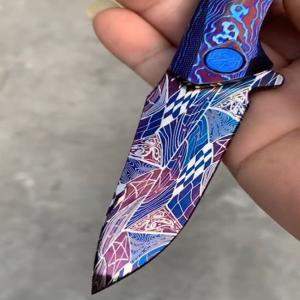 China Custom Fixed Blade Camping Knife High Precision Damascus Texture wholesale