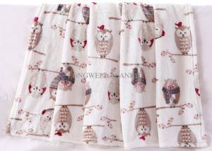 China Lovely Rotary Printing Children Flannel Blanket , Owl Printed Flannel Bed Blanket wholesale