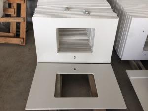 China Durable Prefabricated Vanity Countertops , Absolute White Natural Quartz Vanity Top wholesale
