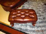 Antique Frame Chesterfield Carved Wood And Leather Sofa Set