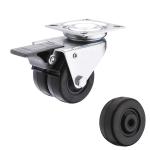 2 Inch Twin Wheel Castor Industrial Bolt Hole Black Rubber Castors With Brakes
