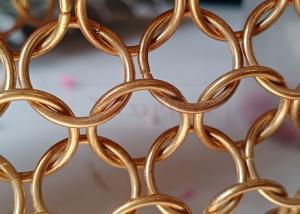 China Rose Gold Metal Ring Mesh Curtain 15mm For Architecture Design wholesale