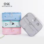 Printed Pattern Oxford Fabric Double Zipper Makeup Storage Bag