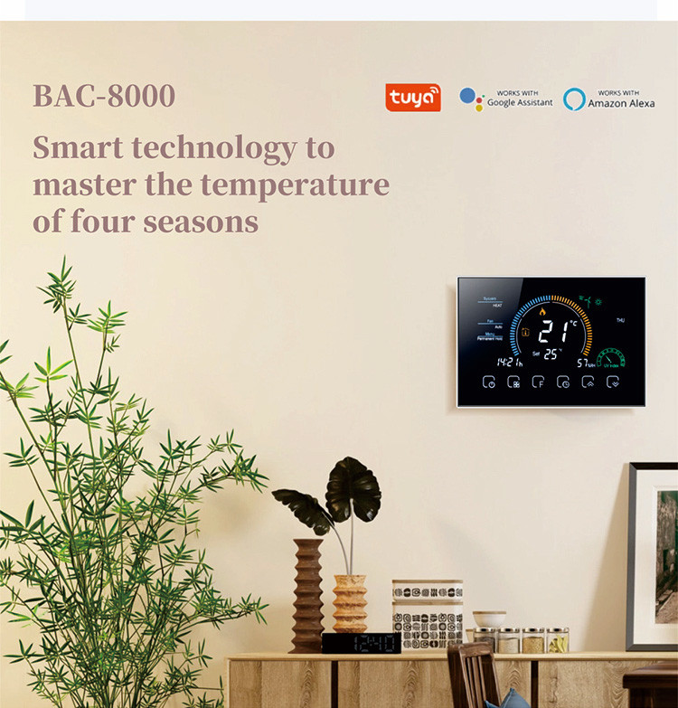 Tuya Alexa And Google Home Wi-Fi Room Smart Wireless Thermostat With Touchscreen Color Display