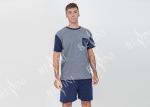 Mens Cotton Jersey Round Neck Tee and Short Pants Pyjamas Set Functional Placket