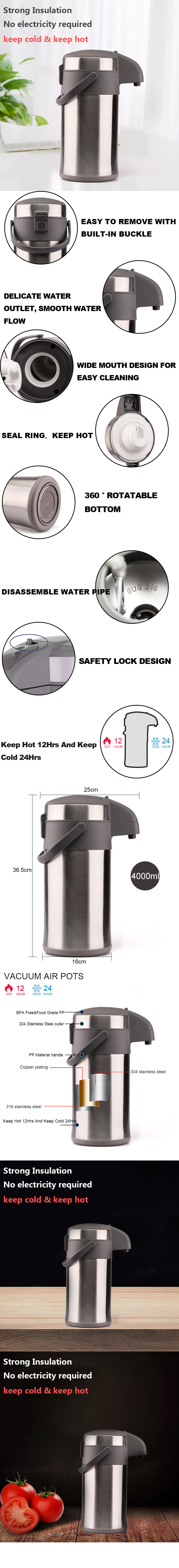 3000ML Stainless Steel Coffee Pot Carafe Large Capacity Cold And Hot Coffee Pot With Handle