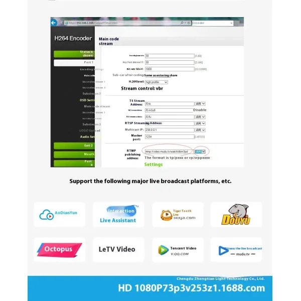 Multi Protocol Streaming Hotel TV System 8 Channel HD Video Encoder For Live Broadcasting
