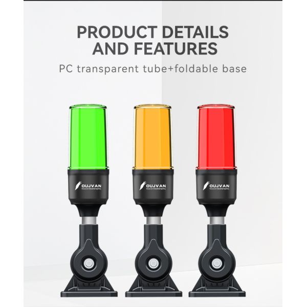 Foldable LED Warning Tower Light with 360° All-Around Lighting and 70000 Hours Lifespan for Machine Tools and Industrial Safety