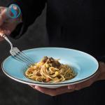 Green Color A Grade Porcelain Straw Hat Bowl For Pasta Salad